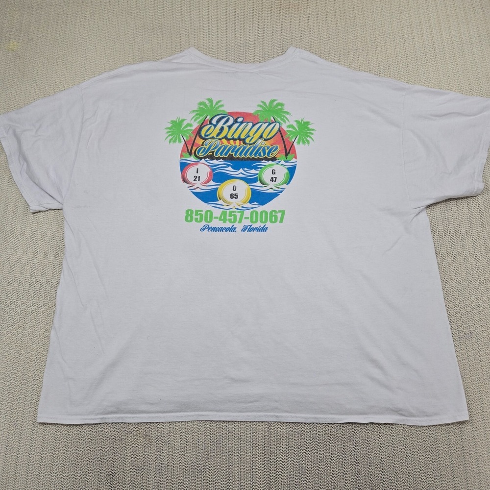 Bingo Paradise Shirt Mens 3XL XXXL White Short Sleeve Pensacola Florida Beach